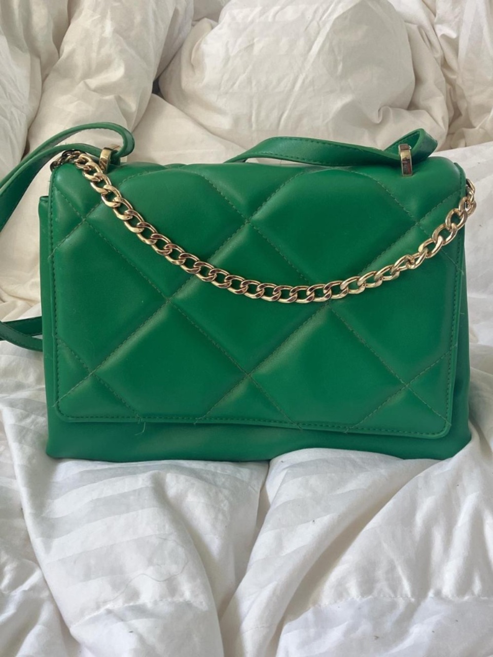 Emerald green vegan leather bag
